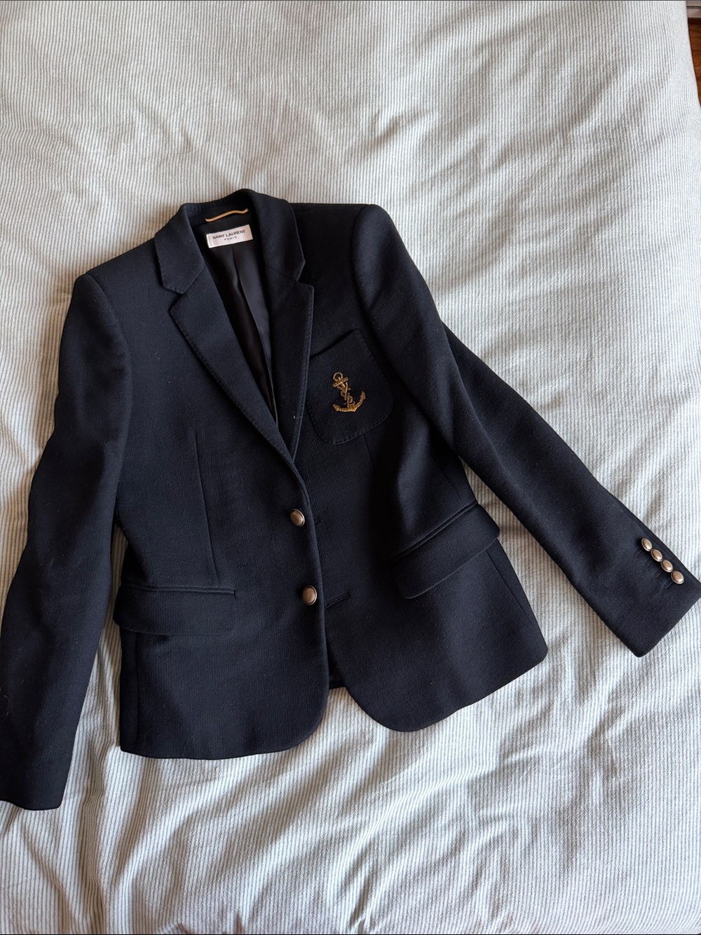 Saint Laurent black wool silk-lined blazer sz F38